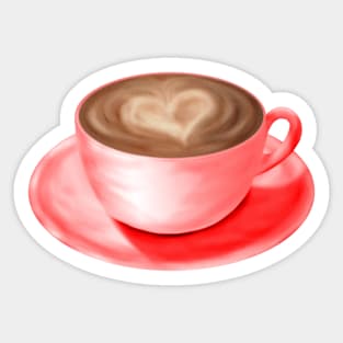 Valentine Love Cappuccino Art Heart Sticker